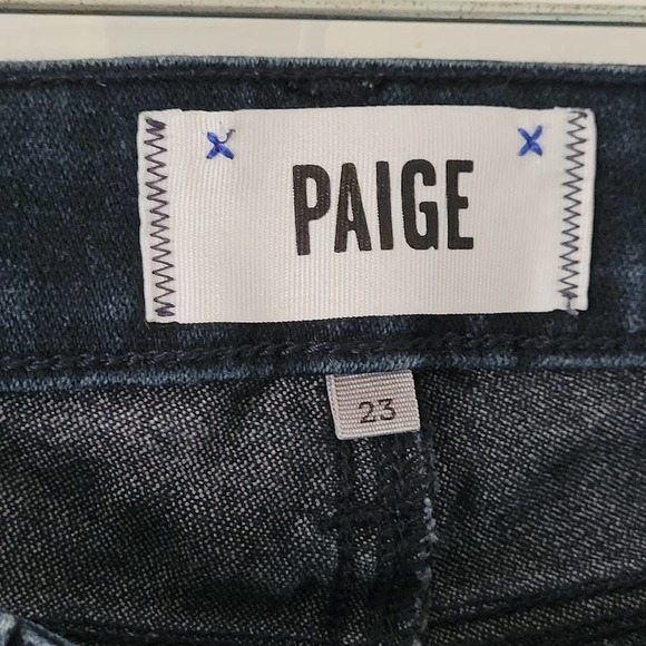 PAIGE 23x30 Multi Zip Painted Super skinny Jeans Dark Wash - Picture 5 of 9